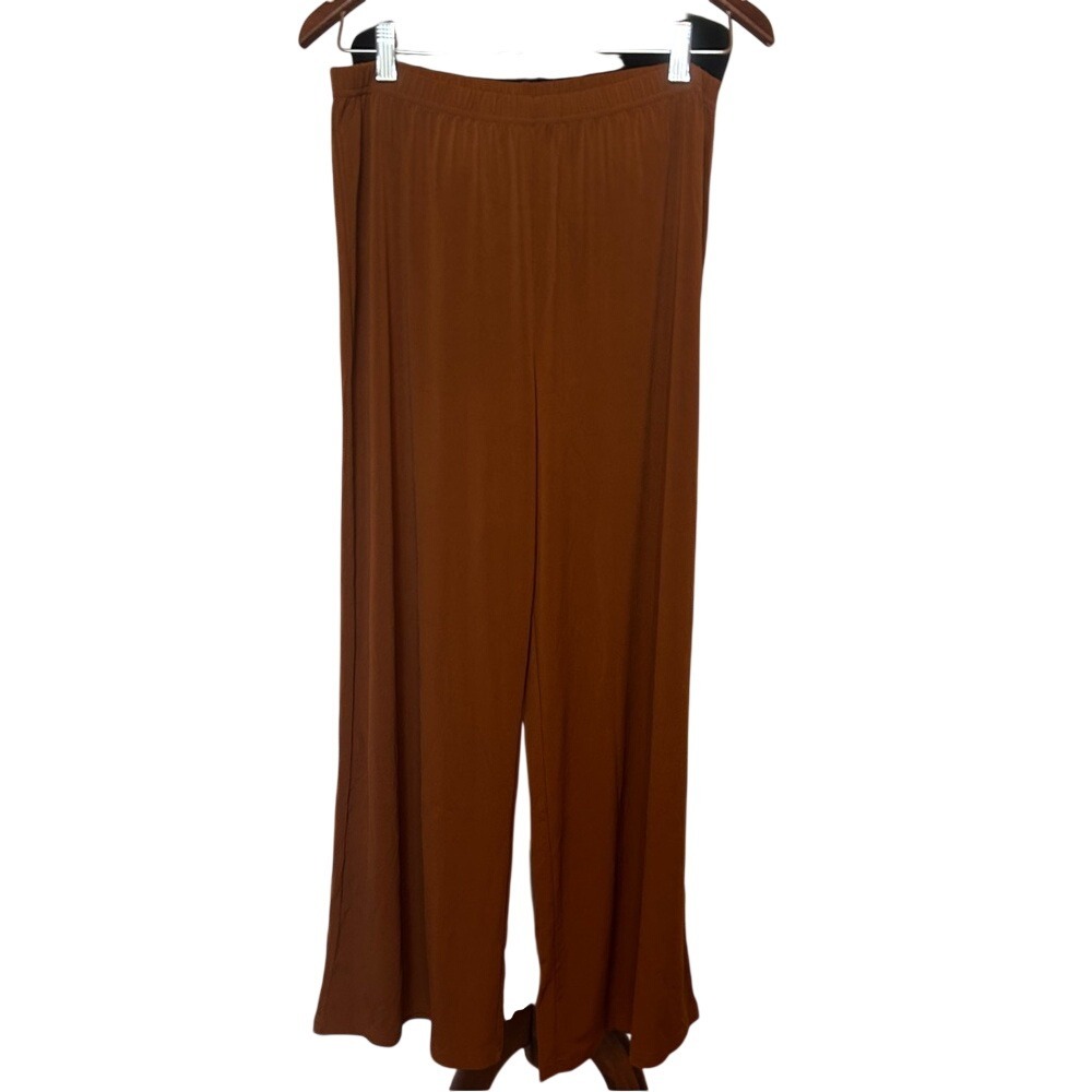 NWT Bob‎ Mackie Saddle Brown Wide-Leg Pants Size Medium Petite
